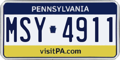 PA license plate MSY4911