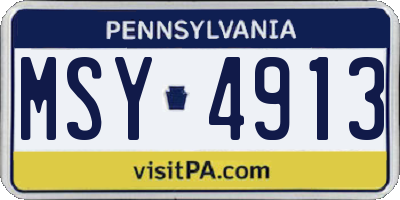 PA license plate MSY4913