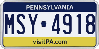 PA license plate MSY4918