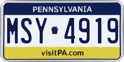 PA license plate MSY4919