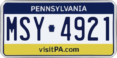 PA license plate MSY4921