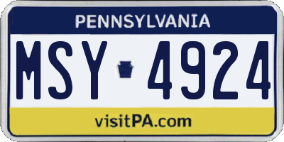 PA license plate MSY4924