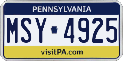 PA license plate MSY4925