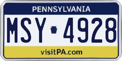 PA license plate MSY4928