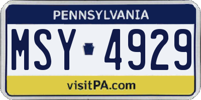 PA license plate MSY4929