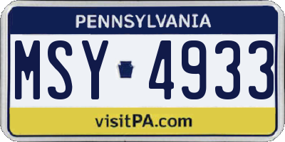 PA license plate MSY4933