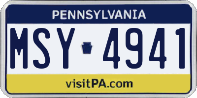 PA license plate MSY4941
