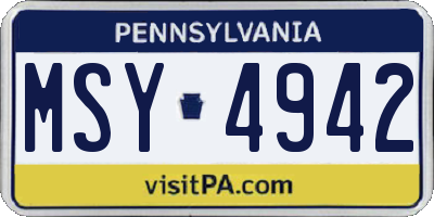 PA license plate MSY4942
