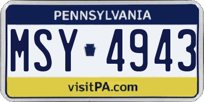 PA license plate MSY4943