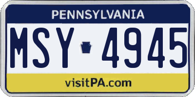PA license plate MSY4945