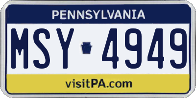PA license plate MSY4949