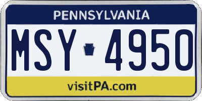 PA license plate MSY4950