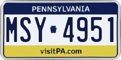 PA license plate MSY4951