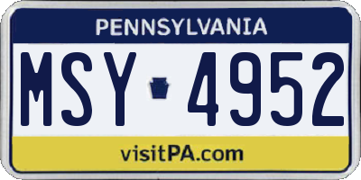PA license plate MSY4952