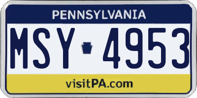 PA license plate MSY4953