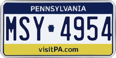 PA license plate MSY4954