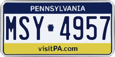 PA license plate MSY4957