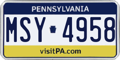 PA license plate MSY4958
