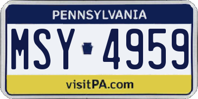 PA license plate MSY4959