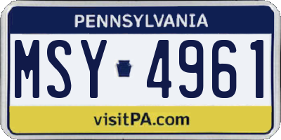 PA license plate MSY4961