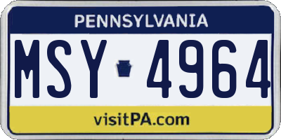 PA license plate MSY4964