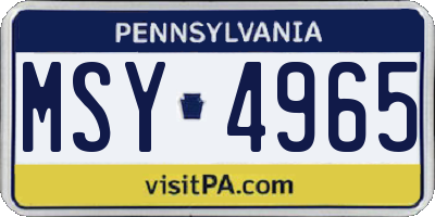 PA license plate MSY4965