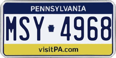 PA license plate MSY4968
