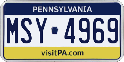 PA license plate MSY4969