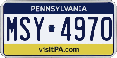 PA license plate MSY4970
