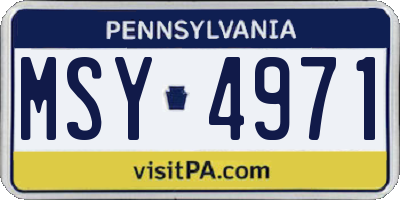PA license plate MSY4971