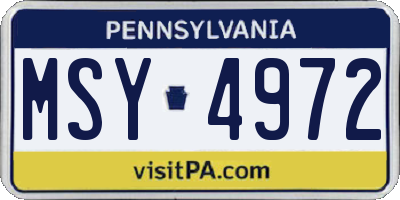 PA license plate MSY4972