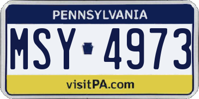 PA license plate MSY4973