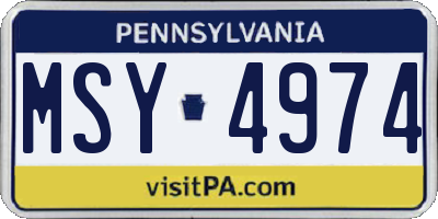 PA license plate MSY4974