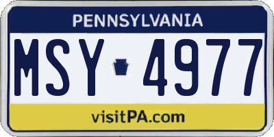 PA license plate MSY4977