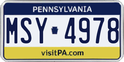 PA license plate MSY4978
