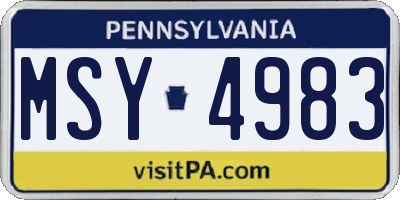 PA license plate MSY4983