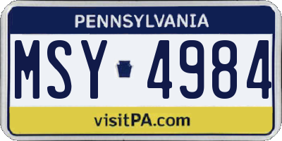 PA license plate MSY4984