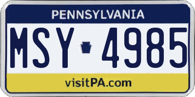 PA license plate MSY4985