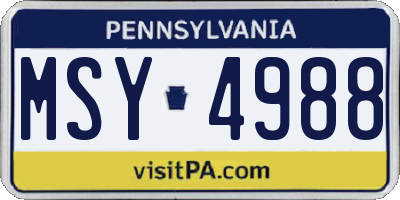 PA license plate MSY4988
