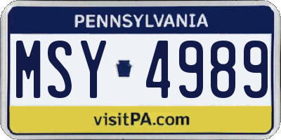 PA license plate MSY4989
