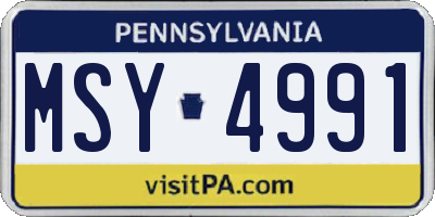 PA license plate MSY4991