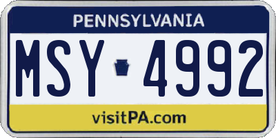 PA license plate MSY4992