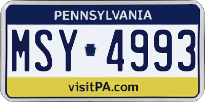 PA license plate MSY4993