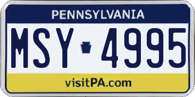 PA license plate MSY4995