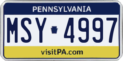 PA license plate MSY4997