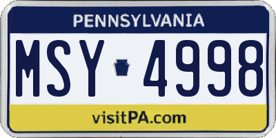PA license plate MSY4998