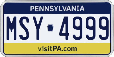 PA license plate MSY4999