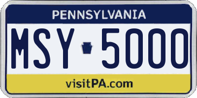 PA license plate MSY5000