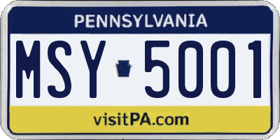 PA license plate MSY5001
