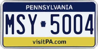 PA license plate MSY5004
